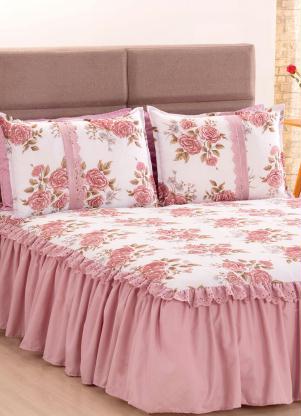 Lar e Lazer - Jogo de Colcha Rosê Casal 3 Peças - LAR E LAZER
