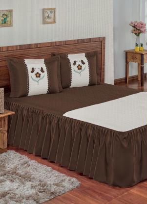 Lar e Lazer - Jogo de Colcha Tabaco Casal 3 Peças - LAR E LAZER