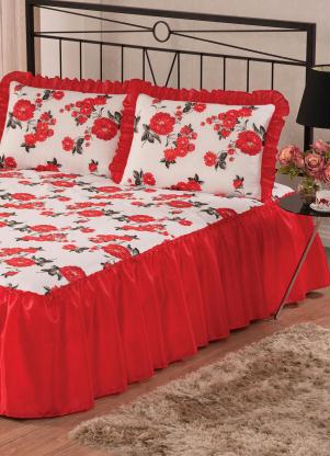 Lar e Lazer - Jogo de Colcha Vermelha Casal 3 Peças - LAR E LAZER