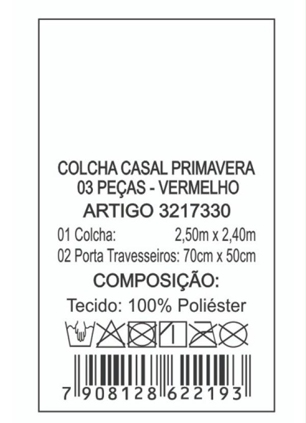 Lar e Lazer - Jogo de Colcha Vermelha Casal 3 Peças 2