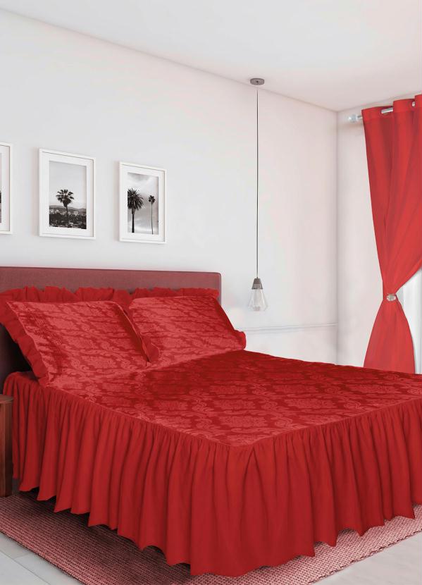 Lar e Lazer - Jogo de Colcha Vermelha Casal 3 Peças 2