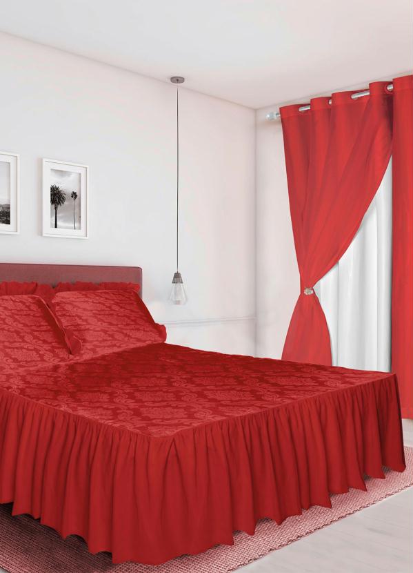 Lar e Lazer - Jogo de Colcha Vermelha Casal 3 Peças 3