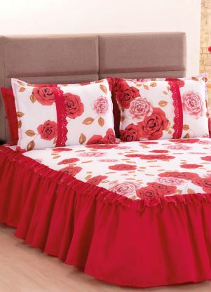 Lar e Lazer - Jogo de Colcha Vermelha Casal 3 Peças - LAR E LAZER