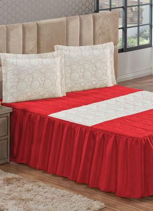 Lar e Lazer - Jogo de Colcha Vermelha Casal 3 Peças - LAR E LAZER