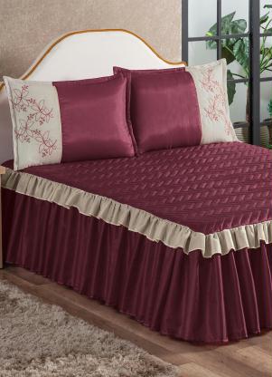 Lar e Lazer - Jogo de Colcha Vinho Casal 3 Peças - LAR E LAZER