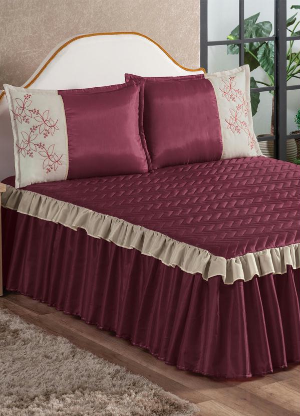 Lar e Lazer - Jogo de Colcha Vinho Casal 3 Peças