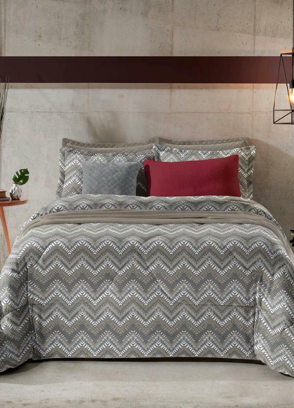 Hedrons - Edredom Microfibra Taupe Casal Slim 1 Peça