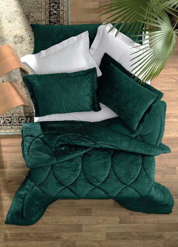 Altenburg - Edredom Plush Verde King 1 Peça