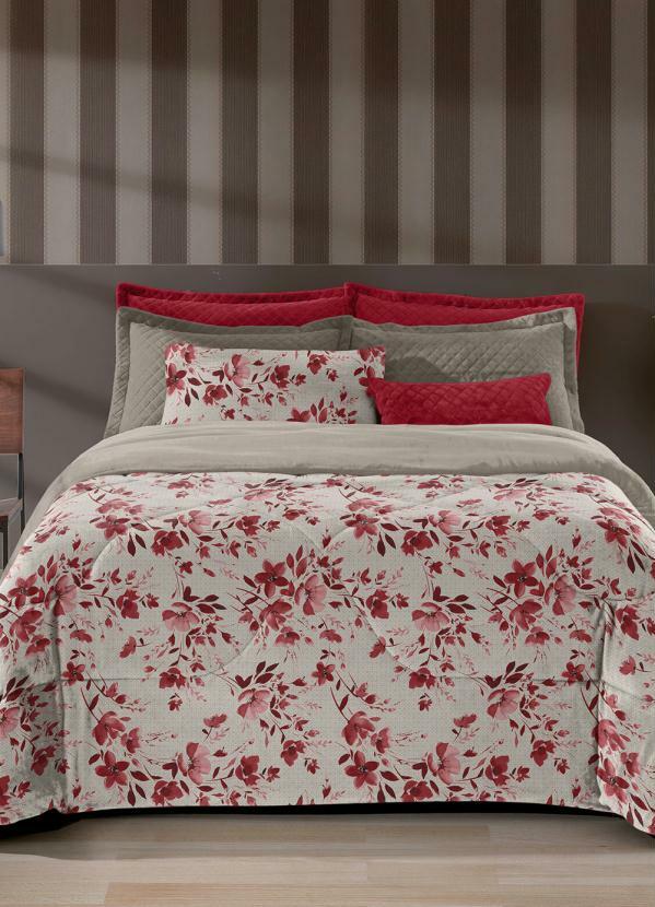 Hedrons - Edredom Plush Vermelho Queen Slim 1 Peça