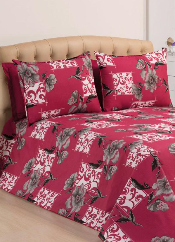 Lar e Lazer - Fronha Floral Vermelha  1 Peça 2