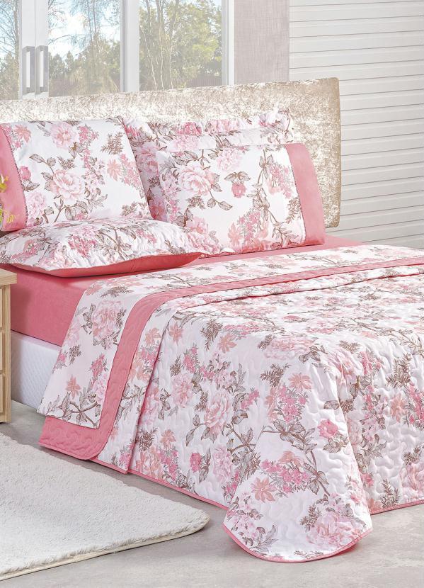 Lar e Lazer - Jogo de Cama 200 Fios Rosa Casal 4 Peças