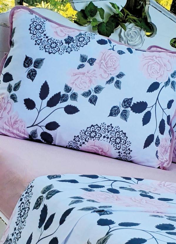 Lar e Lazer - Jogo de Cama Malha Rosa Casal 3 Peças