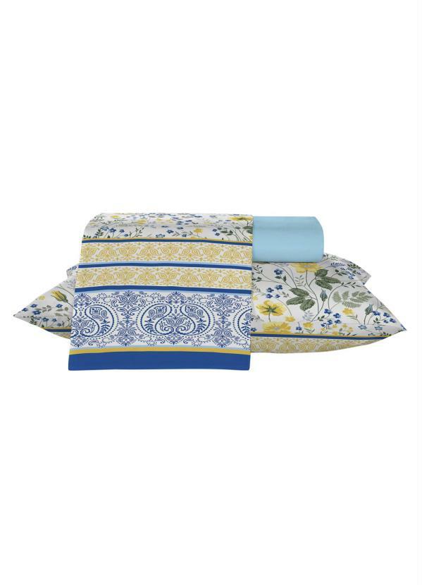 Teka - Jogo de Cama 120 Fios Azul Queen 4 Peças