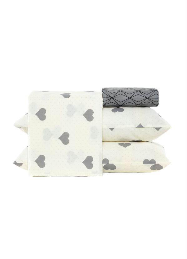 Mundo Lar - Jogo de Cama 150 Fios Coração Queen 4 Peças 6