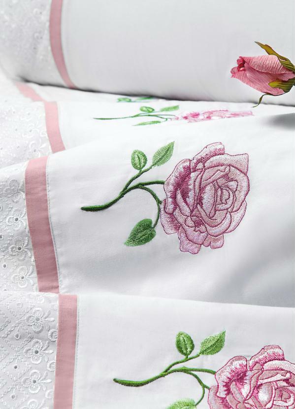 Lar e Lazer - Jogo de Cama 180 Fios Rosa Queen 4 Peças 3