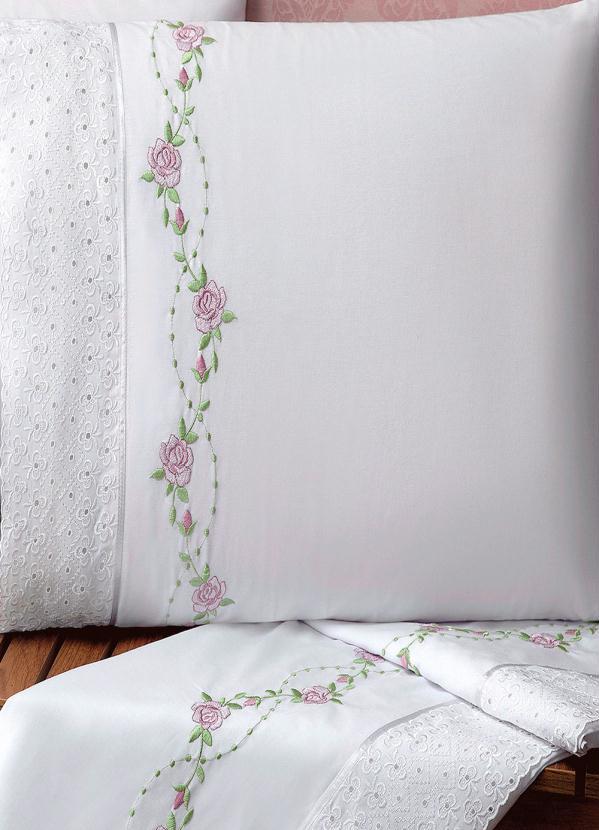Lar e Lazer - Jogo de Cama 200 Fios Branco Queen 4 Peças
