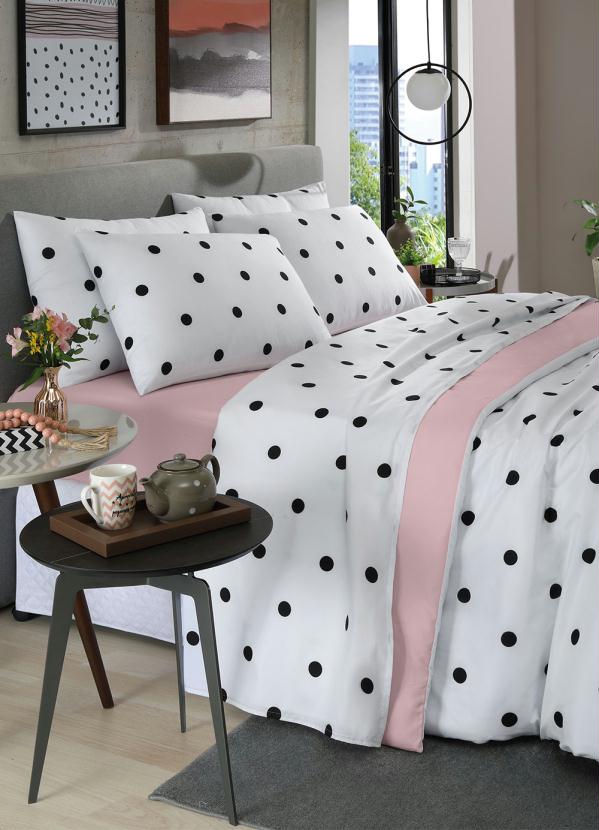 Mundo Lar - Jogo de Cama Coração Rosa Queen 4 Peças