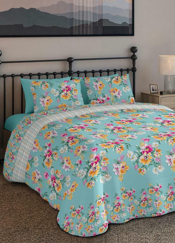 Teka - Jogo de Cama 120 Fios Floral Solteiro 3 Peças