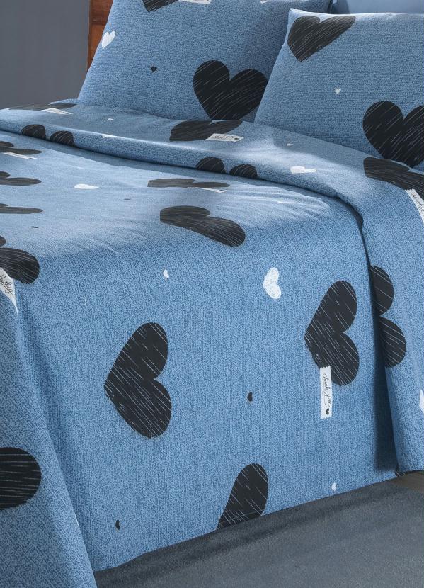 Mundo Lar - Sobre Lençol 150 Fios Azul Casal 1 Peça 3