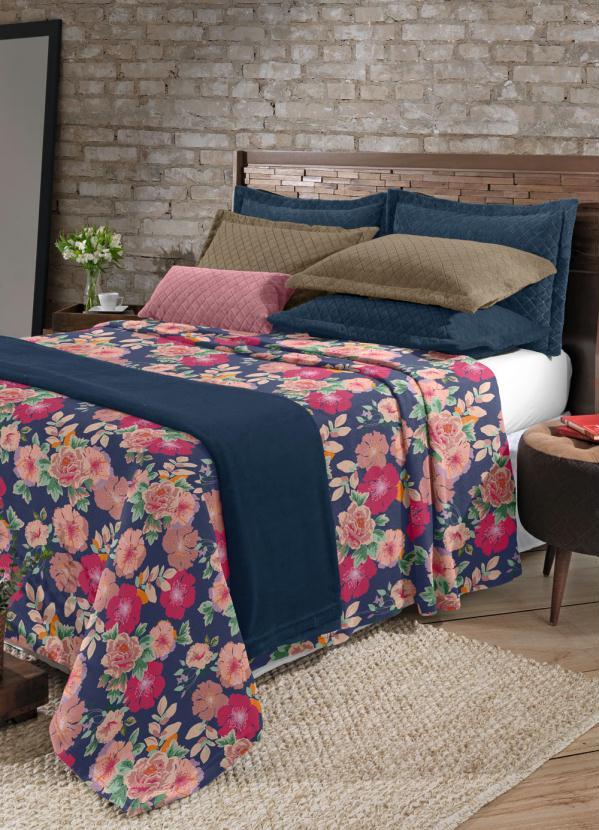 Hedrons - Cobertor Plush Floral Solteiro 1 Peça