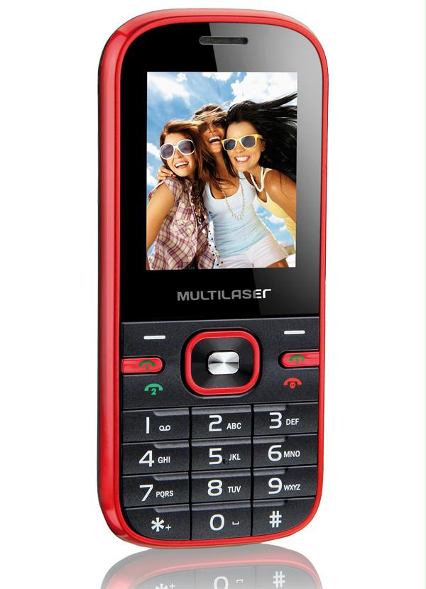 Lar e Lazer - Celular Multilaser 3 ChipsPreto e Vermelho