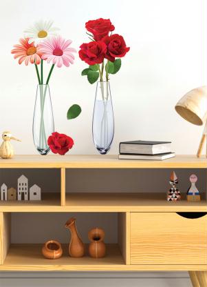 Lar e Lazer - Adesivo Decorativo Vasos com Flores 1 Peça - LAR E LAZER