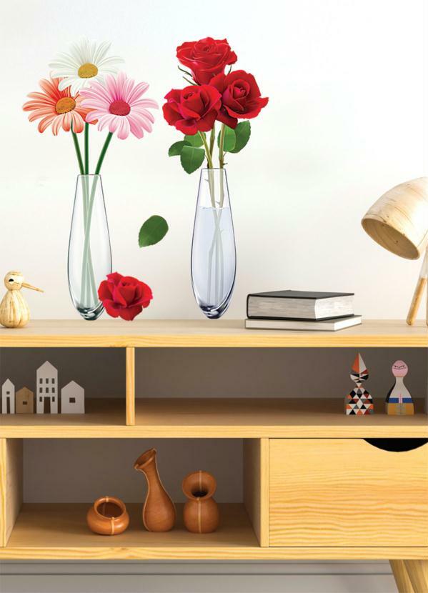 Lar e Lazer - Adesivo Decorativo Vasos com Flores 1 Peça
