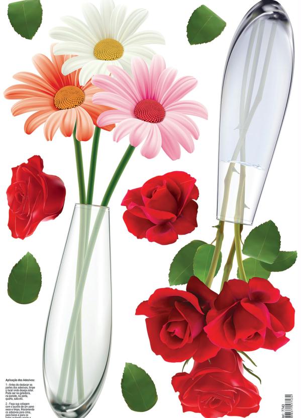 Lar e Lazer - Adesivo Decorativo Vasos com Flores 1 Peça 2