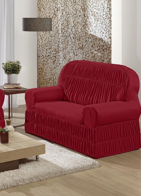 Lar e Lazer - Capa para Sofá 2 e 3 Lugares Bordô 2 Peças 2