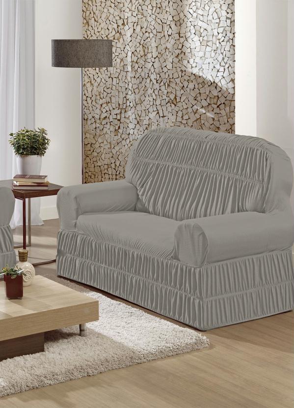 Lar e Lazer - Capa para Sofá 2 e 3 Lugares Cinza 2 Peças 2
