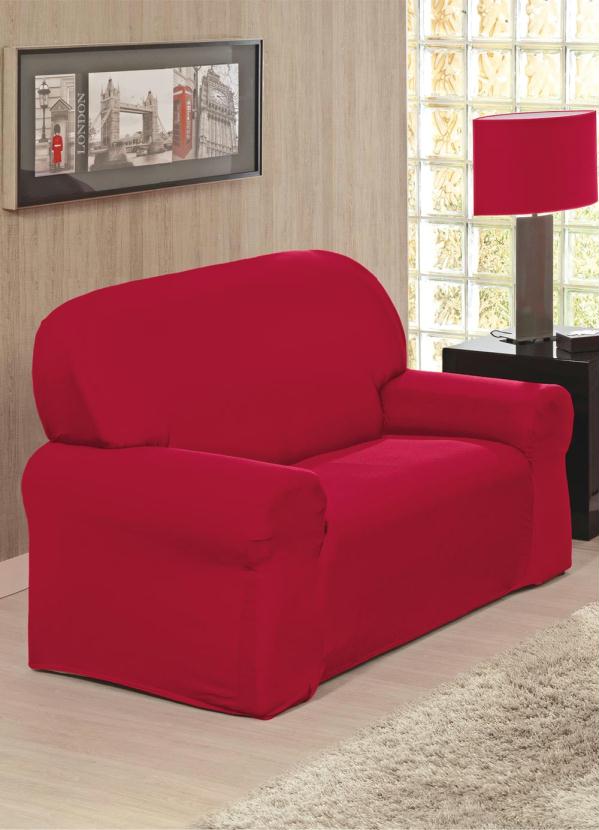 Lar e Lazer - Capa para Sofá 2 e 3 Lugares Vermelha 2 Peças
