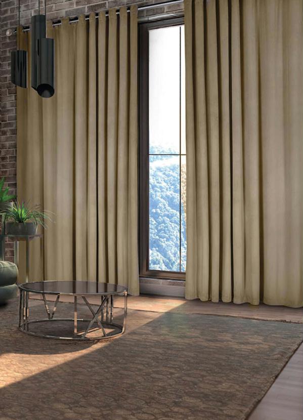 Lar e Lazer - Cortina Chenille Bege 260x230 cm