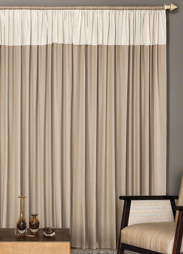 Lar e Lazer - Cortina com Bandô Bege 300x170 cm 2