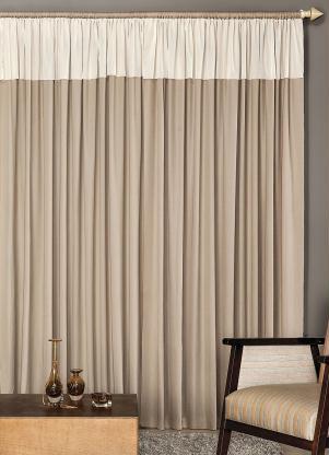 Lar e Lazer - Cortina com Bandô Bege 400x230 cm - LAR E LAZER