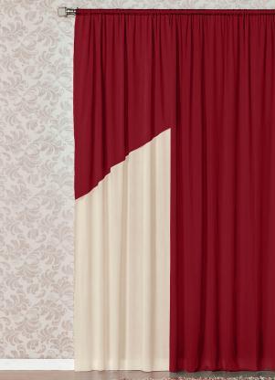 Lar e Lazer - Cortina com Bandô Bordô com Bege 300x170 cm - LAR E LAZER