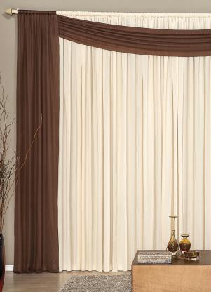 Lar e Lazer - Cortina com Bandô Marrom 200x160 cm - LAR E LAZER