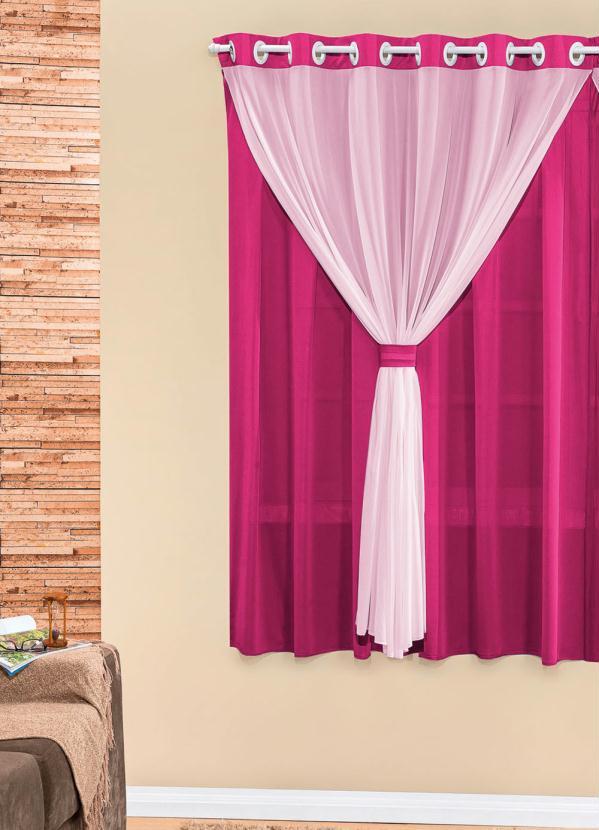 Lar e Lazer - Cortina com Bandô Rosa 200x170 cm