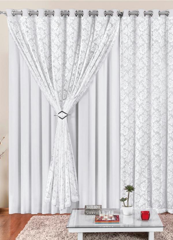 Lar e Lazer - Cortina com Voil Branca 200x170 cm