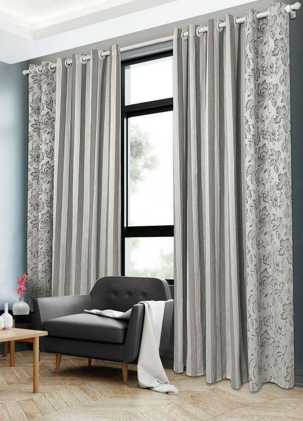 Lar e Lazer - Cortina Jacquard Cinza 420x230 cm