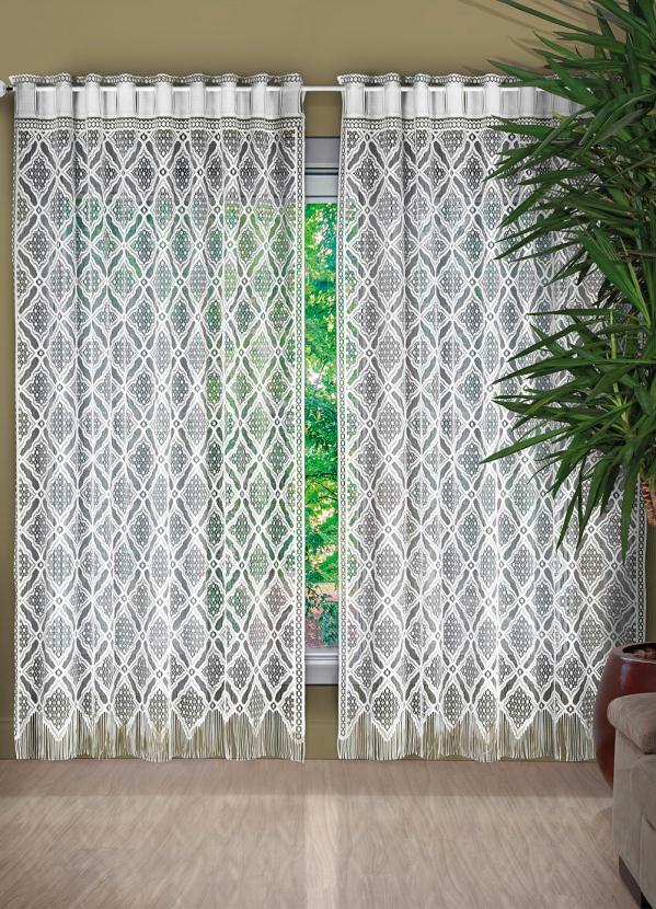 Lar e Lazer - Cortina Renda Branca 300x230 cm