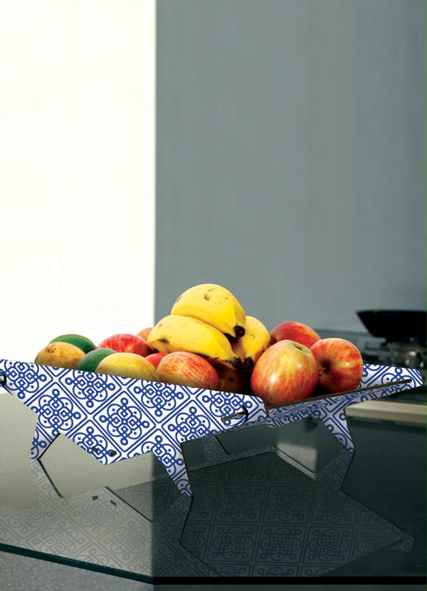 Lar e Lazer - Fruteira em Mdf Azulejo Azul 3