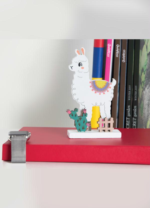 Quintess - Lhama com Cacto Decorativo Branco 2