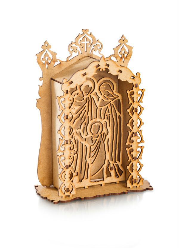 Lar e Lazer - Oratório Sagrada Família em Mdf Natural