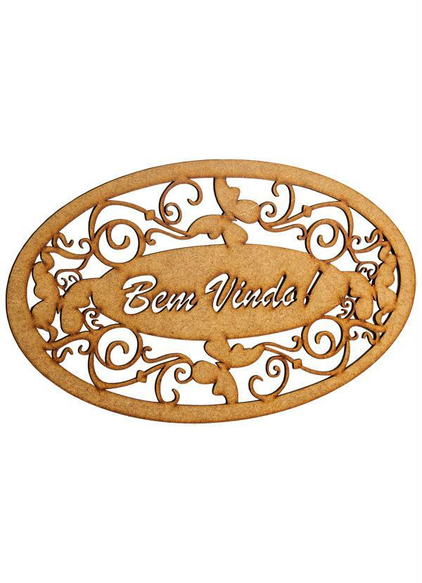 Lar e Lazer - Placa Bem Vindo! em Mdf Natural