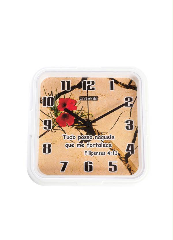 Lar e Lazer - Relógio de Parede Quadrado Mensagem Bíblica