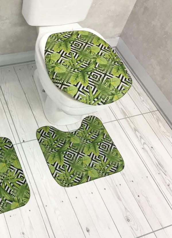 Lar e Lazer - Jogo de Banheiro Folhagens Verde 3 Peças