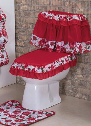 Lar e Lazer - Jogo de Banheiro Vermelha 4 Peças - LAR E LAZER