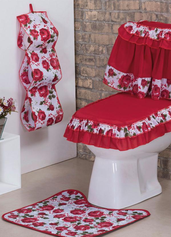 Lar e Lazer - Jogo de Banheiro Vermelha 4 Peças 2