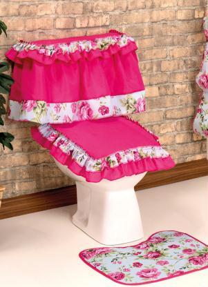 Lar e Lazer - Jogo de Banheiro Rosa 4 Peças - LAR E LAZER