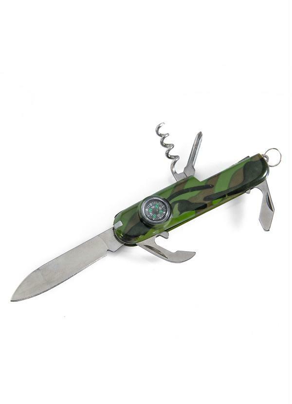 Lar e Lazer - Canivete Camuflado com Bússola em Aço Inox